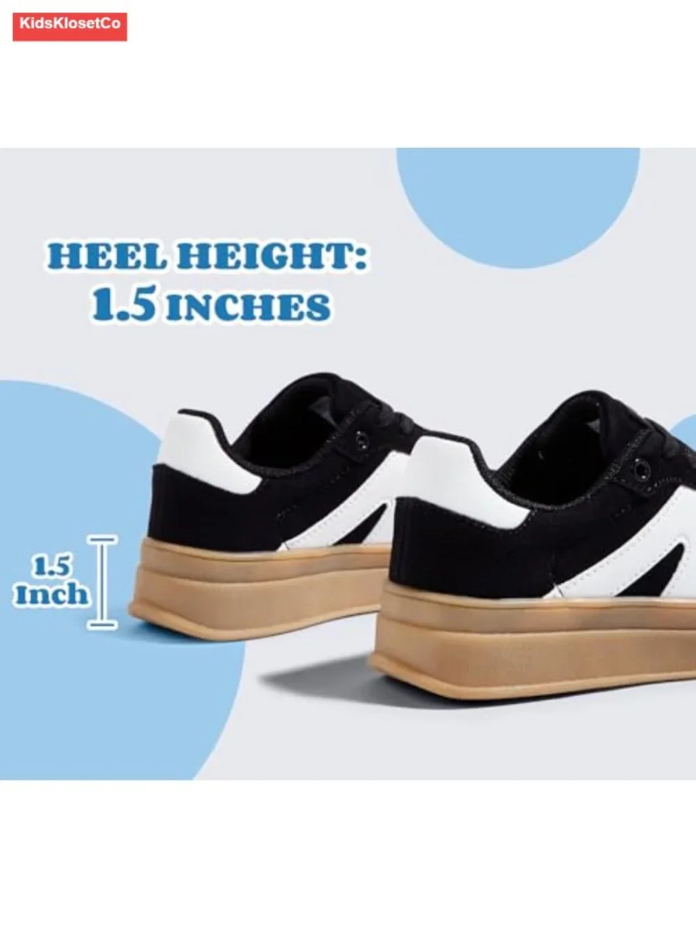 Boys Girls Platform Sneakers Chunky Casual Retro Lace Up Non Slip